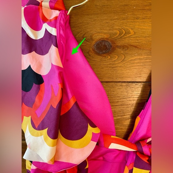 Trina Turk | Fan Faire Ruffle Plunge One Piece Swimsuit | Size 8 - Picture 4 of 6